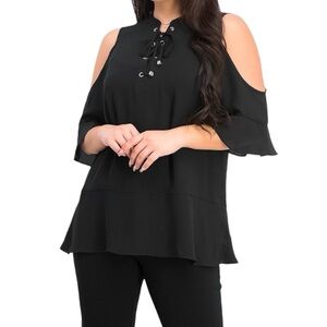 Michael Kors Cold Shoulder Tie Front Blouse Size XL
